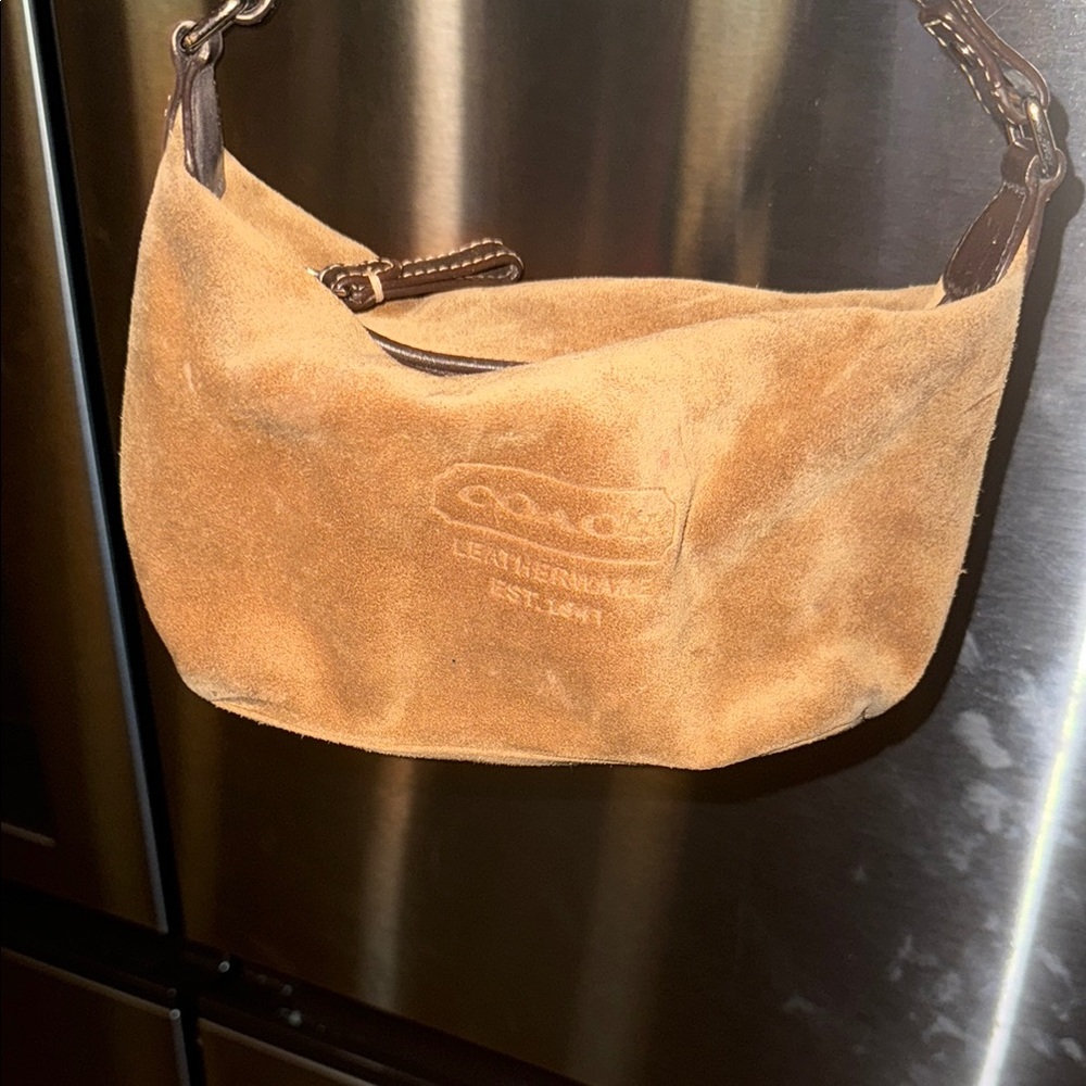 Coach Brown Suede Shoulder Bag with Slouchy Design